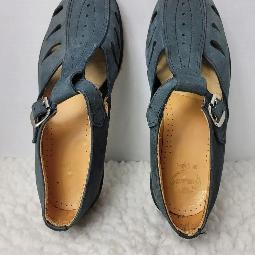Vtg 70's Dr. Martens Mary Jane  Womens Shoes Size 9 Blue Leather England Made